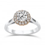 Solitaire ring 18K white & pink gold with center diamond 0.25ct, VVS2, E  from IGL da3981 ENGAGEMENT RINGS Κοσμηματα - chrilia.gr