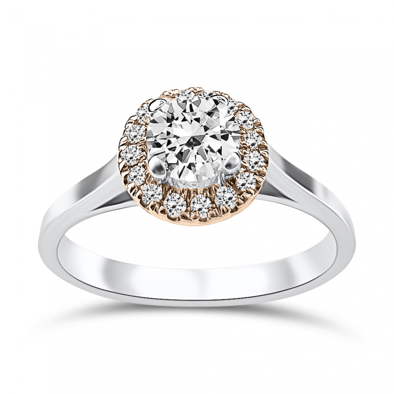 Μονόπετρο δαχτυλίδι Κ18 λευκόχρυσο & ροζ με κεντρικό διαμάντι 0.25ct, VVS2, E από το IGL da3981 ΔΑΧΤΥΛΙΔΙΑ ΑΡΡΑΒΩΝΑ Κοσμηματα - chrilia.gr