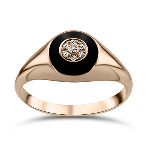 Ring, 18K pink gold with diamonds 0.04ct, VS1, G, and enamel, da3984 RINGS Κοσμηματα - chrilia.gr
