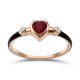Heart ring, 18K pink gold with ruby 0.34ct. diamonds 0.02ct, VS1, G, and enamel, da3991