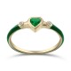 Heart ring, 18K gold with emerald 0.23ct, diamonds 0.02ct, VS1, G, and enamel, da3992