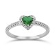 Solitaire heart ring 18K white gold with emerald 0.40ct and diamonds , VS1, G da4010