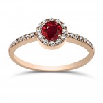 Solitaire ring 18K pink gold with ruby 0.41ct and diamonds VS1, H da4014 ENGAGEMENT RINGS Κοσμηματα - chrilia.gr