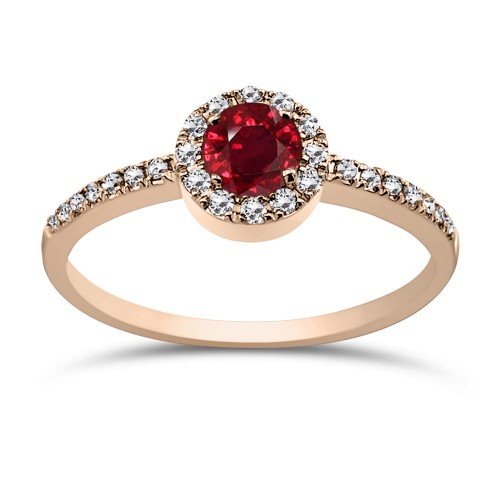 Solitaire ring 18K pink gold with ruby 0.41ct and diamonds VS1, H da4014 ENGAGEMENT RINGS Κοσμηματα - chrilia.gr