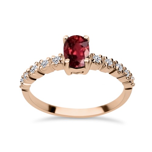 Μονόπετρο δαχτυλίδι οβάλ Κ18 ροζ χρυσό με ρουμπίνι 0.77ct και διαμάντια VS1, G da4016 ΔΑΧΤΥΛΙΔΙΑ ΑΡΡΑΒΩΝΑ Κοσμηματα - chrilia.gr