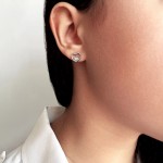 Heart earrings K14 white gold with zircon, sk1753 EARRINGS Κοσμηματα - chrilia.gr