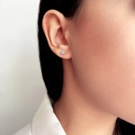 Star earrings K14 white gold with zircon, sk2087 EARRINGS Κοσμηματα - chrilia.gr