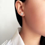 Butterfly earrings K14 white gold with zircon, sk2174 EARRINGS Κοσμηματα - chrilia.gr