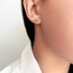Heart earrings K14 pink gold with zircon, sk2396 EARRINGS Κοσμηματα - chrilia.gr