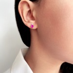Solitaire earrings 18K white gold with rubies 1.70ct and diamonds VS1, G sk3019 EARRINGS Κοσμηματα - chrilia.gr
