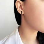 Feather earrings K9 pink gold with black zircon, sk3480 EARRINGS Κοσμηματα - chrilia.gr