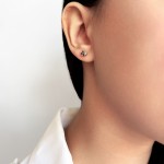 Solitaire earrings 9K pink gold with black zircon, sk3514 EARRINGS Κοσμηματα - chrilia.gr