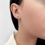 Solitaire earrings, 18K white gold with diamonds 0.10ct, VS2, G, from IGL sk3809 EARRINGS Κοσμηματα - chrilia.gr