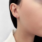 Solitaire earrings, 18K white gold with diamonds 0.10ct, VS1, G sk3793  EARRINGS Κοσμηματα - chrilia.gr