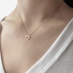 Heart necklace, Κ14 pink gold with diamond 0.006ct, VS2, H ko4716 NECKLACES Κοσμηματα - chrilia.gr