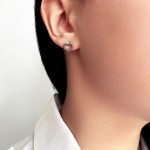 Heart earrings K14 white gold with zircon, sk1495 EARRINGS Κοσμηματα - chrilia.gr