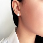 Earrings K14 white gold with pearls and diamonds 0.04ct, VS2, H, sk2937 EARRINGS Κοσμηματα - chrilia.gr