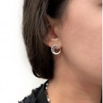 Hoop earrings 18K gold with brown diamonds 0.17ct and enamel, sk3934 EARRINGS Κοσμηματα - chrilia.gr