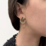 Hoop earrings, 18K gold with emeralds 0.61ct and diamonds 0.24ct VS2, H sk3935 EARRINGS Κοσμηματα - chrilia.gr