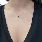 Eye necklace, Κ18 gold with diamonds 0.21ct, VS1, G and green enamel, ko5748 NECKLACES Κοσμηματα - chrilia.gr