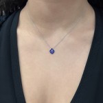 Solitaire heart necklace, Κ18 white gold with sapphire 0.31ct and blue enamel, ko5749 NECKLACES Κοσμηματα - chrilia.gr