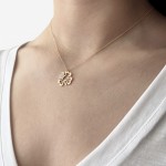 Four-leaf clover necklace, Κ14 pink gold with diamonds 0.07ct, VS2, H pk0094 NECKLACES Κοσμηματα - chrilia.gr