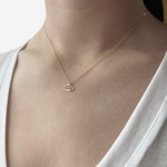Eye necklace, Κ14 pink gold with diamond 0.01ct, VS2, H ko4501 NECKLACES Κοσμηματα - chrilia.gr