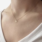 Eye necklace, Κ14 pink gold with diamonds 0.03ct, VS2, H ko4560 NECKLACES Κοσμηματα - chrilia.gr