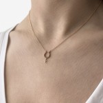 Petal necklace with cross, Κ18 pink gold with brown diamonds 0.10ct and white, ko4569 NECKLACES Κοσμηματα - chrilia.gr