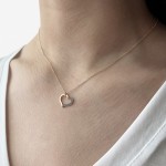 Heart necklace, Κ14 pink gold with black diamonds 0.05ct, ko5007 NECKLACES Κοσμηματα - chrilia.gr