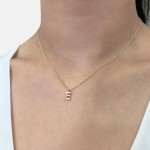 Monogram necklace Ε, Κ18 gold with diamonds 0.03ct, VS1, H and enamel, ko5450 NECKLACES Κοσμηματα - chrilia.gr
