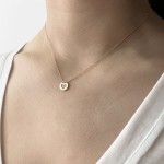 Heart necklace, Κ14 pink gold with zircon, ko5489 NECKLACES Κοσμηματα - chrilia.gr