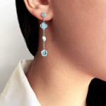 Dangle earrings K14 white gold with blue topaz, sk1858 EARRINGS Κοσμηματα - chrilia.gr