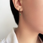 Hoop earrings K9 gold with black and green zircon, sk3476 EARRINGS Κοσμηματα - chrilia.gr