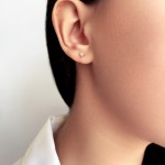 Triangle earrings K9 pink gold with zircon, sk3488 EARRINGS Κοσμηματα - chrilia.gr