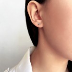 Solitaire earrings 9K white gold with zircon, sk3495 EARRINGS Κοσμηματα - chrilia.gr