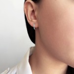 Hoop earrings oval K9 white gold with zircon, sk2329 EARRINGS Κοσμηματα - chrilia.gr