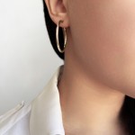 Hoop earrings K14 pink gold, sk3169 EARRINGS Κοσμηματα - chrilia.gr