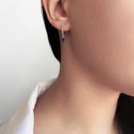 Hoop earrings K9 white gold with white and blue zircon, sk3469 EARRINGS Κοσμηματα - chrilia.gr