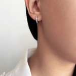 Hoop earrings round K9 white gold with zircon, sk3491 EARRINGS Κοσμηματα - chrilia.gr