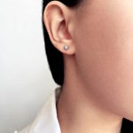 Solitaire earrings 9K pink white with zircon, sk3494 EARRINGS Κοσμηματα - chrilia.gr