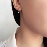 Hoop earrings 18K white gold with diamonds 0.18ct, VS1, G,  sk3664 EARRINGS Κοσμηματα - chrilia.gr