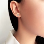 Heart earrings K14 pink gold with zircon, sk2978 EARRINGS Κοσμηματα - chrilia.gr