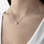 Moon necklace, Κ14 white gold with zircon, ko1811 NECKLACES Κοσμηματα - chrilia.gr