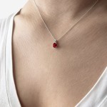 Solitaire oval necklace, Κ18 white gold with ruby 0.85ct and diamond 0.03ct, VS1, G, me2207 NECKLACES Κοσμηματα - chrilia.gr