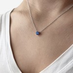 Solitaire heart necklace, Κ18 white gold with Ceylon sapphire 0.94ct, ko5443 NECKLACES Κοσμηματα - chrilia.gr