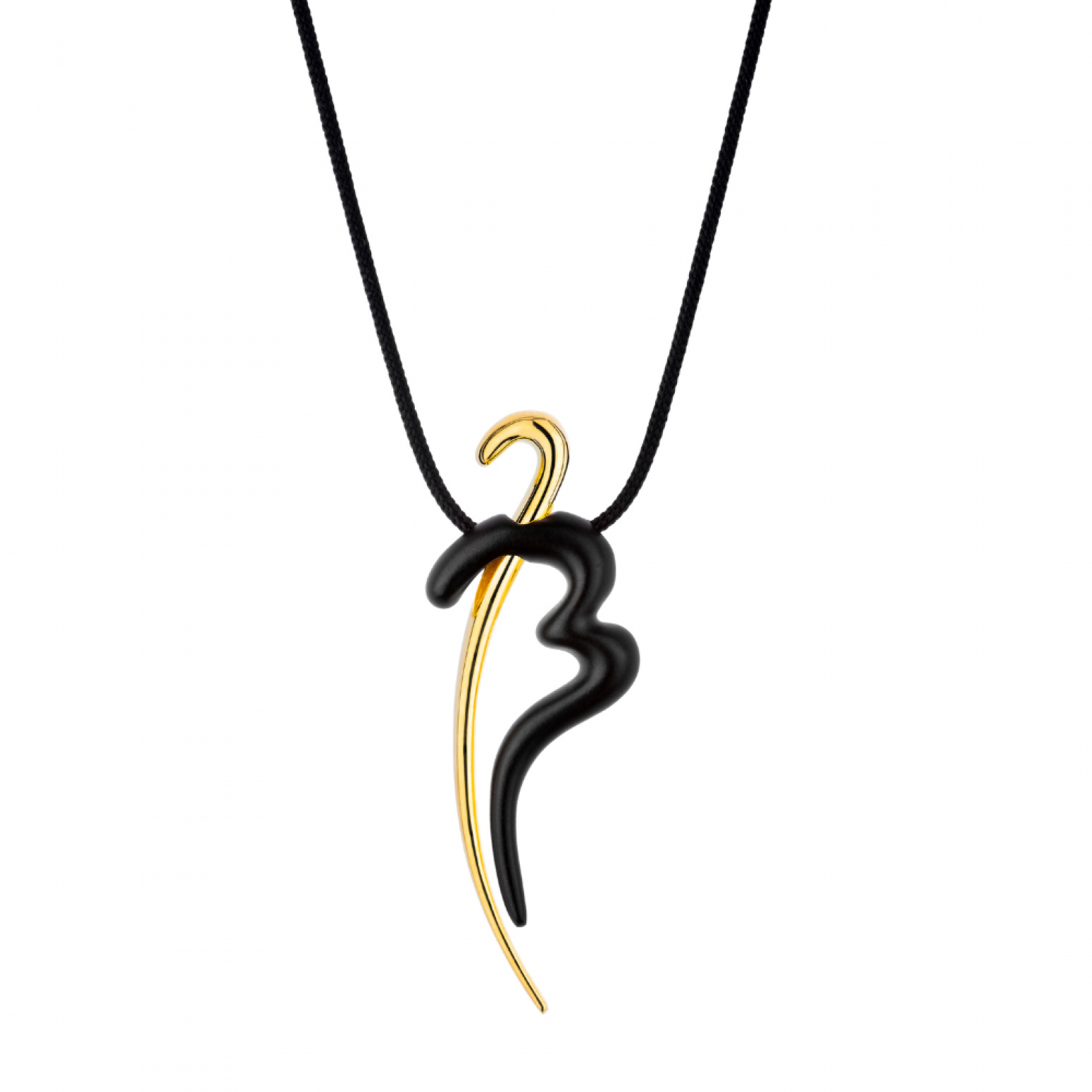 Necklace Lucky Charm 2023, Honor Omano, Heart 23 brass plated in yellow gold and black metal, ko5717 NECKLACES Κοσμηματα - chrilia.gr
