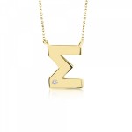 Monogram necklace Σ, Κ9 pink gold with diamond 0.005ct, VS2, H ko4637 NECKLACES Κοσμηματα - chrilia.gr