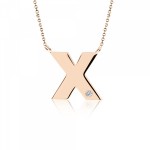 Monogram necklace Χ, Κ9 pink gold with diamond 0.005ct, VS2, H ko4888 NECKLACES Κοσμηματα - chrilia.gr