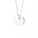 Monogram necklace Δ in round disk , Κ14 pink gold with diamond 0.02ct, VS2, H ko4630 NECKLACES Κοσμηματα - chrilia.gr
